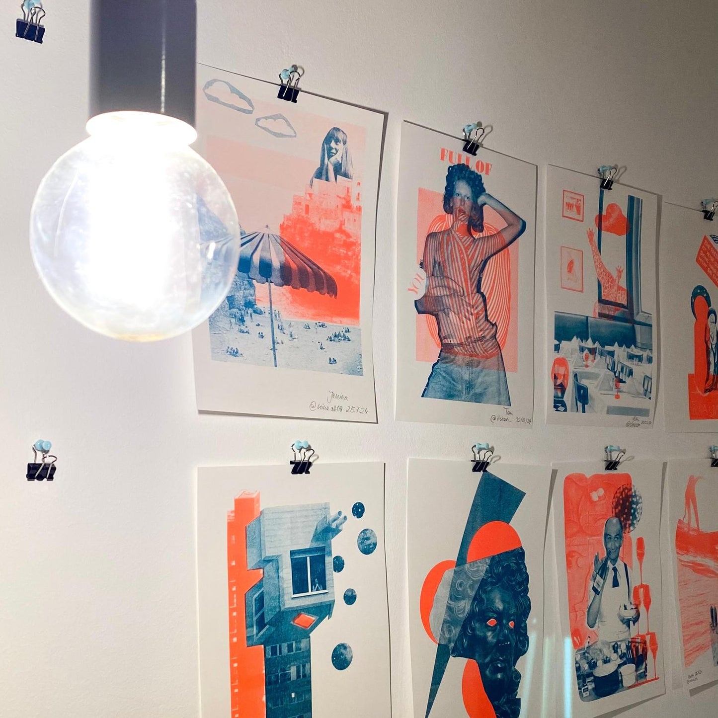 Ergebnisse eines Risographie Workshops im woelfins Studio