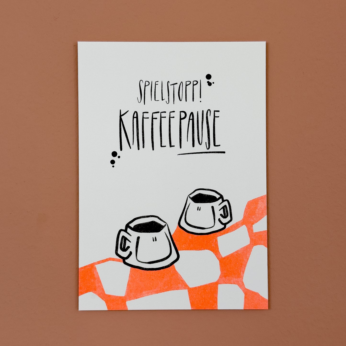 Postkarte "Spielstopp! Kaffeepause" | Karte für Kaffeefreunde