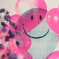 Risographie Smilie Luftballon Pink