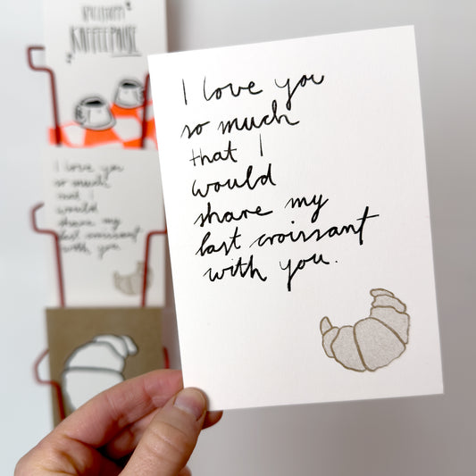 Postkarte "Liebesbeweis: Croissant" | Karte für den ultimativen Liebesbeweis